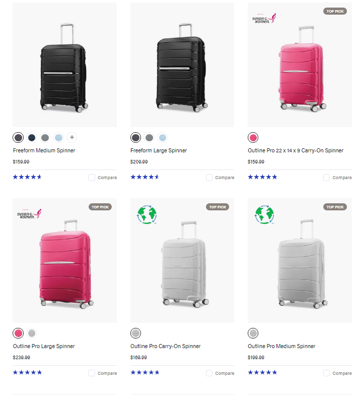 samsonite prices