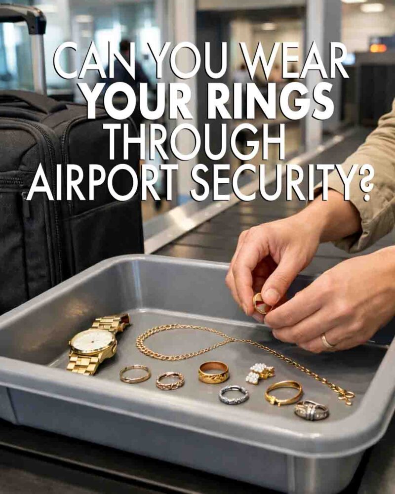 traveler removing ring at airport security checkpoint
