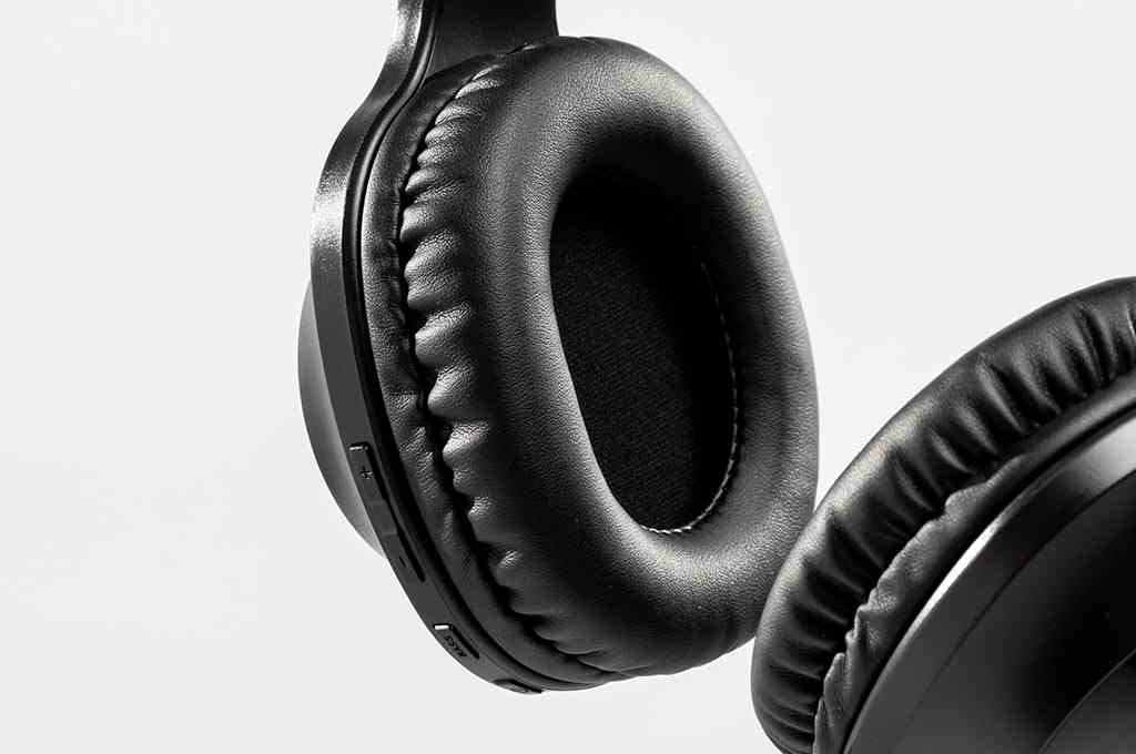Close-up of black over-ear headphones 