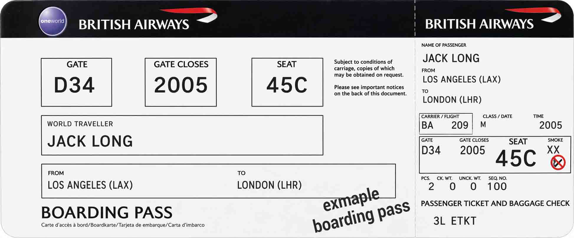 British Airways boarding pass 