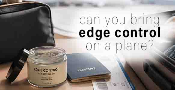 Edge control gel beside a passport and boarding pass on a travel table