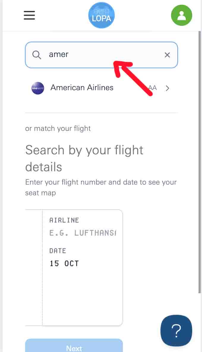 searching by airline on AeroLOPA
